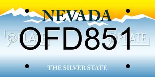 OFD851 Nevada License Plate