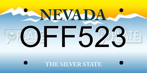 OFF523 Nevada License Plate