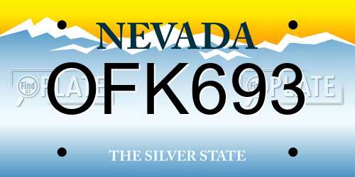 OFK693 Nevada License Plate