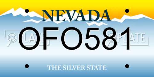 OFO581 Nevada License Plate