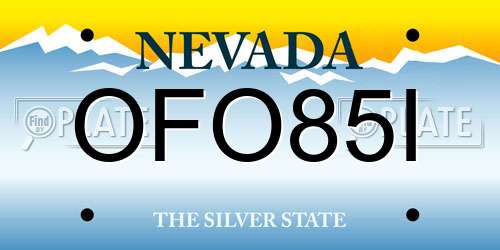 OFO85I Nevada License Plate