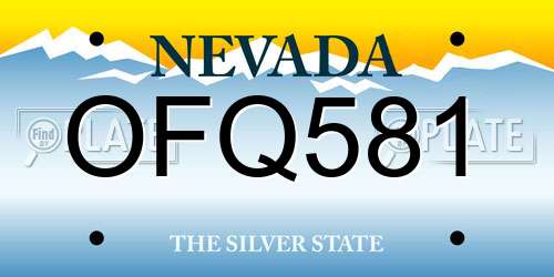 OFQ581 Nevada License Plate