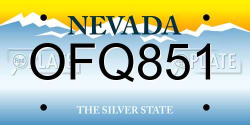 OFQ851 Nevada License Plate