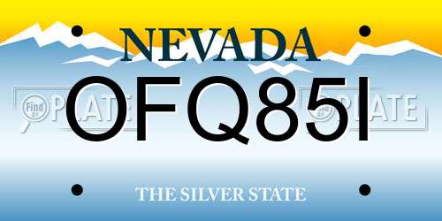 OFQ85I Nevada License Plate