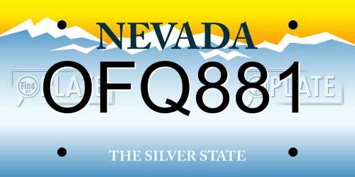 OFQ881 Nevada License Plate