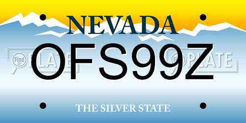 OFS99Z Nevada License Plate