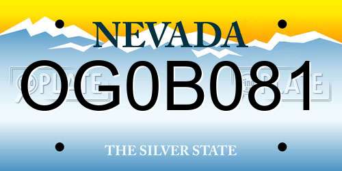 OG0B081 Nevada License Plate