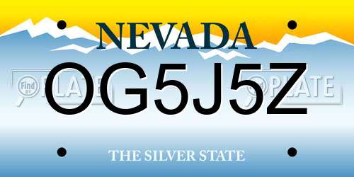 OG5J5Z Nevada License Plate