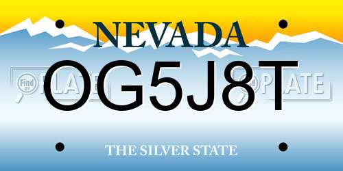 OG5J8T Nevada License Plate