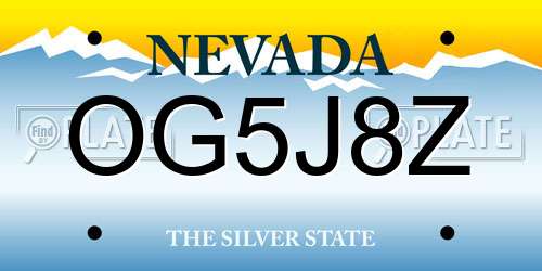 OG5J8Z Nevada License Plate