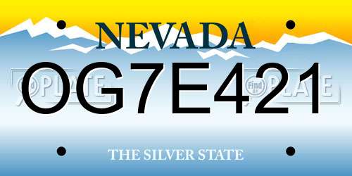 OG7E421 Nevada License Plate