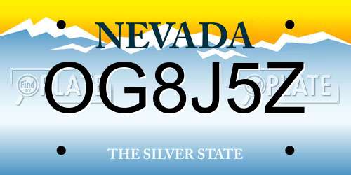 OG8J5Z Nevada License Plate
