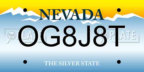 OG8J8T Nevada License Plate