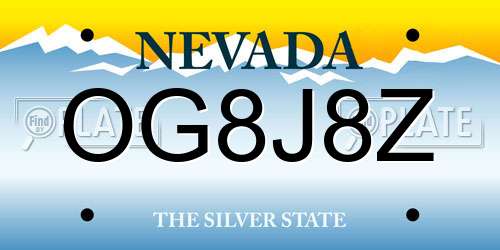 OG8J8Z Nevada License Plate