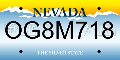 OG8M718 Nevada License Plate