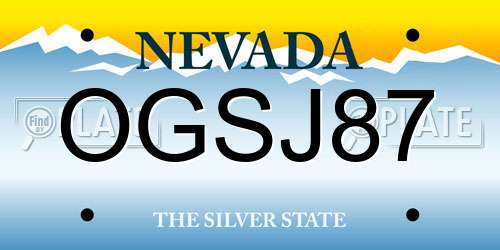 OGSJ87 Nevada License Plate