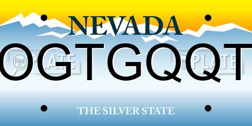 OGTGQQT Nevada License Plate