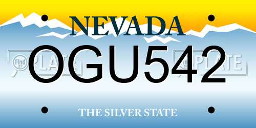 OGU542 Nevada License Plate