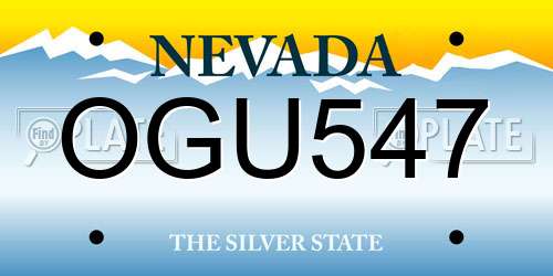 OGU547 Nevada License Plate