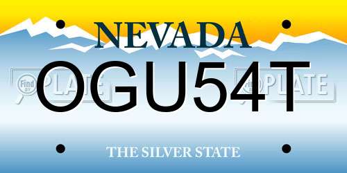OGU54T Nevada License Plate