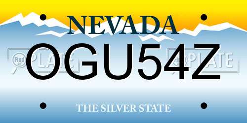 OGU54Z Nevada License Plate