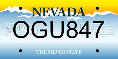 OGU847 Nevada License Plate