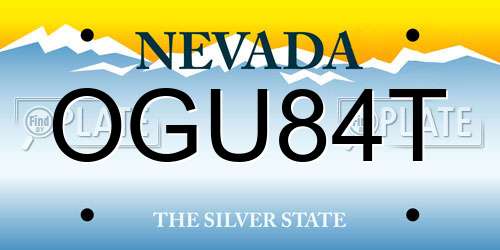 OGU84T Nevada License Plate