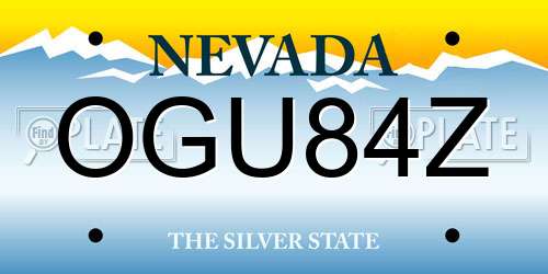 OGU84Z Nevada License Plate