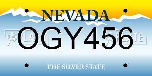 OGY456 Nevada License Plate