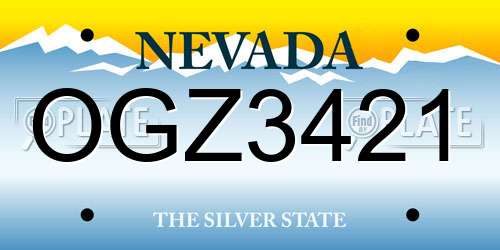 OGZ3421 Nevada License Plate