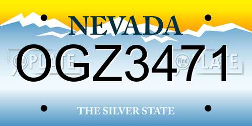 OGZ3471 Nevada License Plate