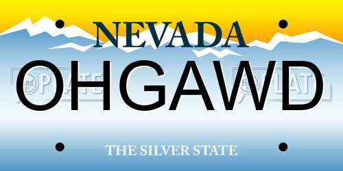OHGAWD Nevada License Plate
