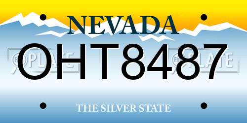 OHT8487 Nevada License Plate