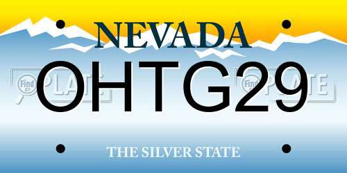 OHTG29 Nevada License Plate
