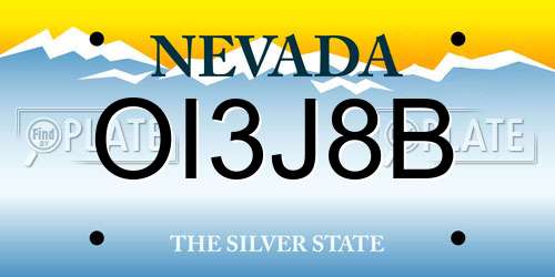 OI3J8B Nevada License Plate