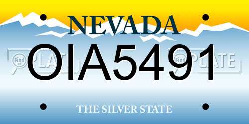 OIA5491 Nevada License Plate