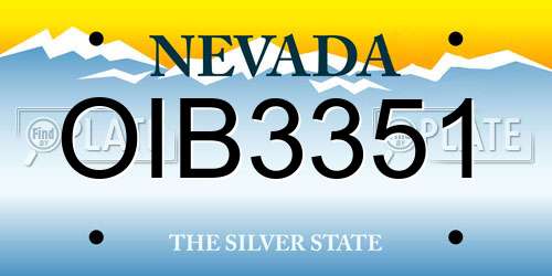 OIB3351 Nevada License Plate