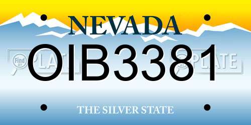 OIB3381 Nevada License Plate