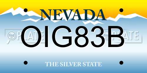 OIG83B Nevada License Plate
