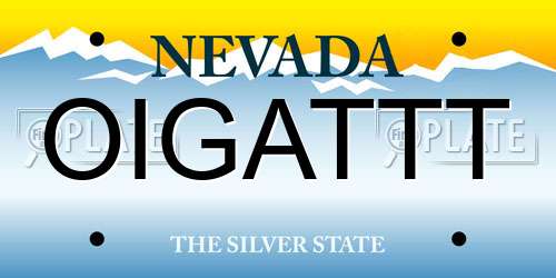 OIGATTT Nevada License Plate
