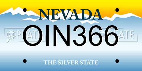 OIN366 Nevada License Plate