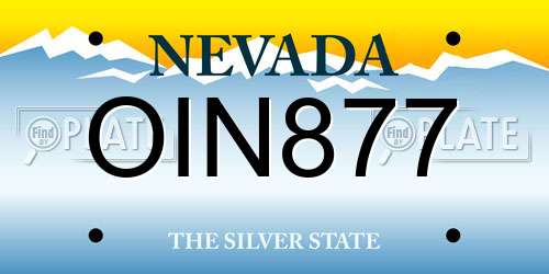 OIN877 Nevada License Plate
