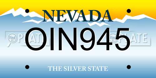 OIN945 Nevada License Plate