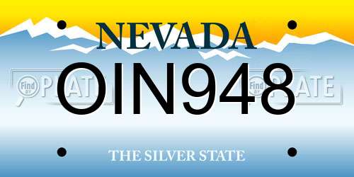 OIN948 Nevada License Plate