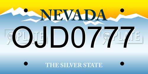 OJD0777 Nevada License Plate