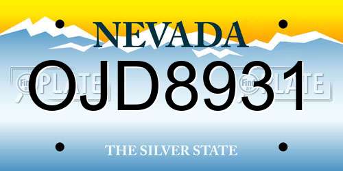 OJD8931 Nevada License Plate