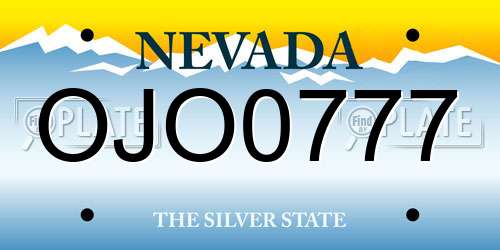 OJO0777 Nevada License Plate