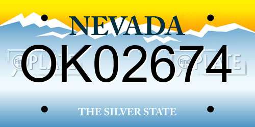 OK02674 Nevada License Plate