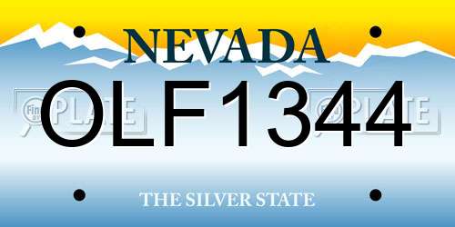 OLF1344 Nevada License Plate