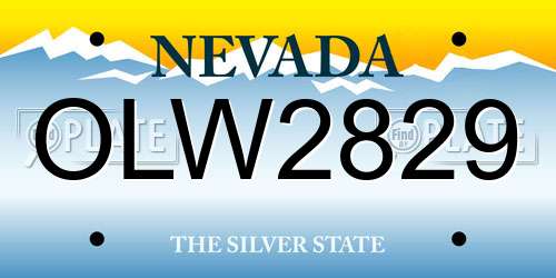 OLW2829 Nevada License Plate